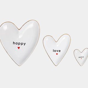 Peace Love World Set of 3 Trinket Dishes - Black